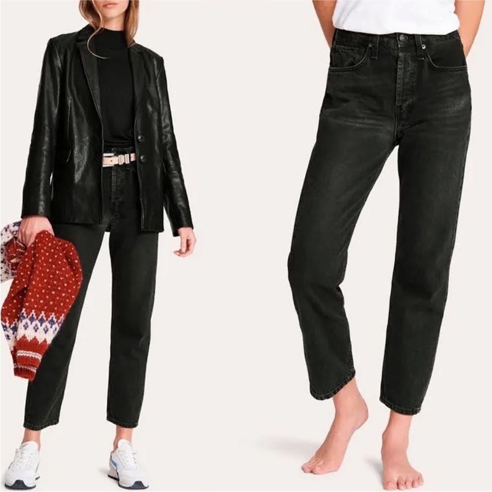 rag & bone Black High-Rise Straight Jeans